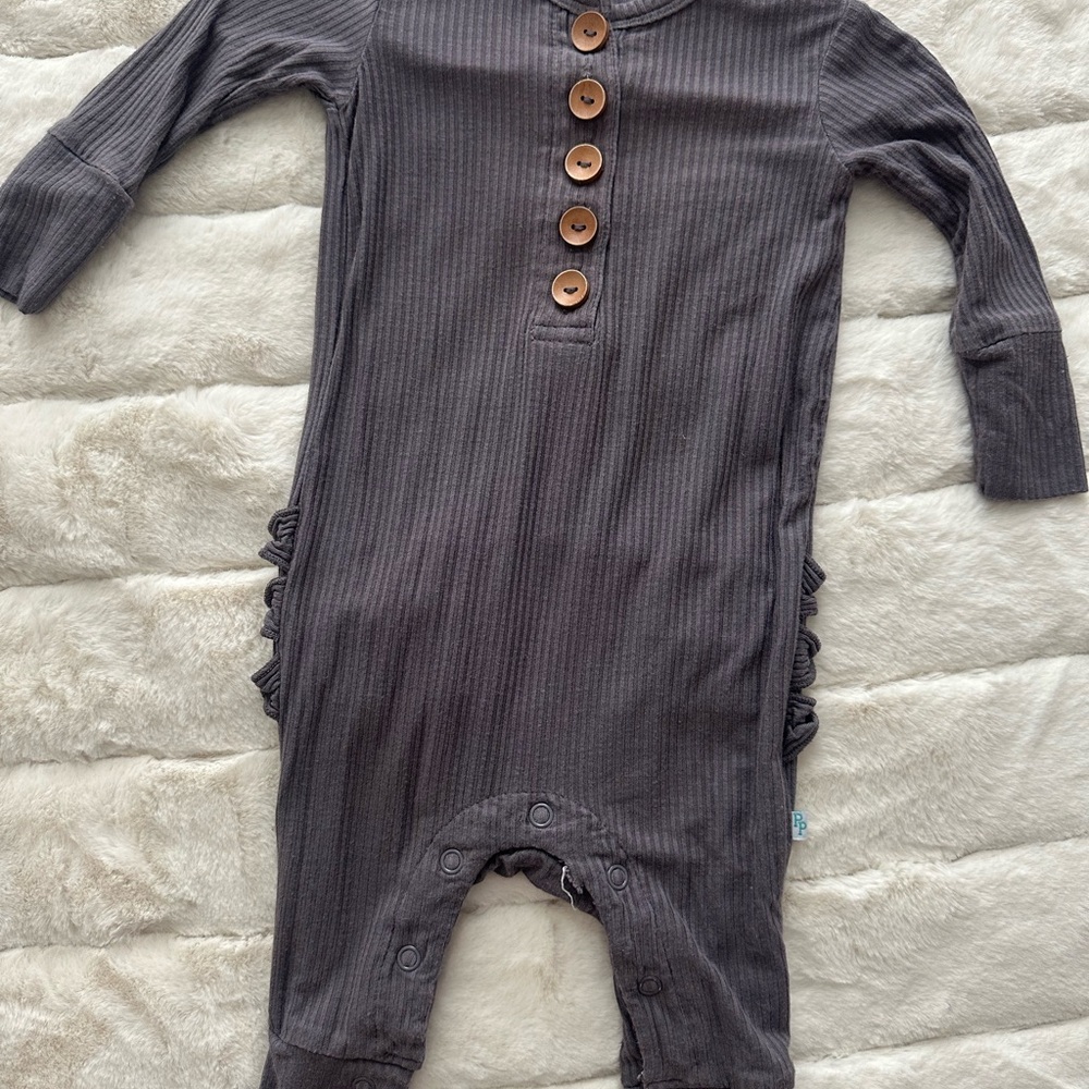Posh Peanut Charcoal Buttoned Bodysuit